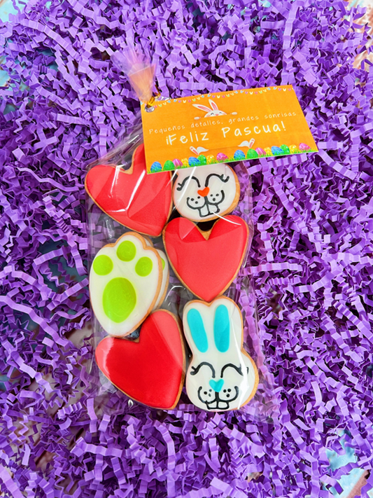 BOLSA 12 MINI GALLETAS CONEJOS, PATAS Y CORAZONES